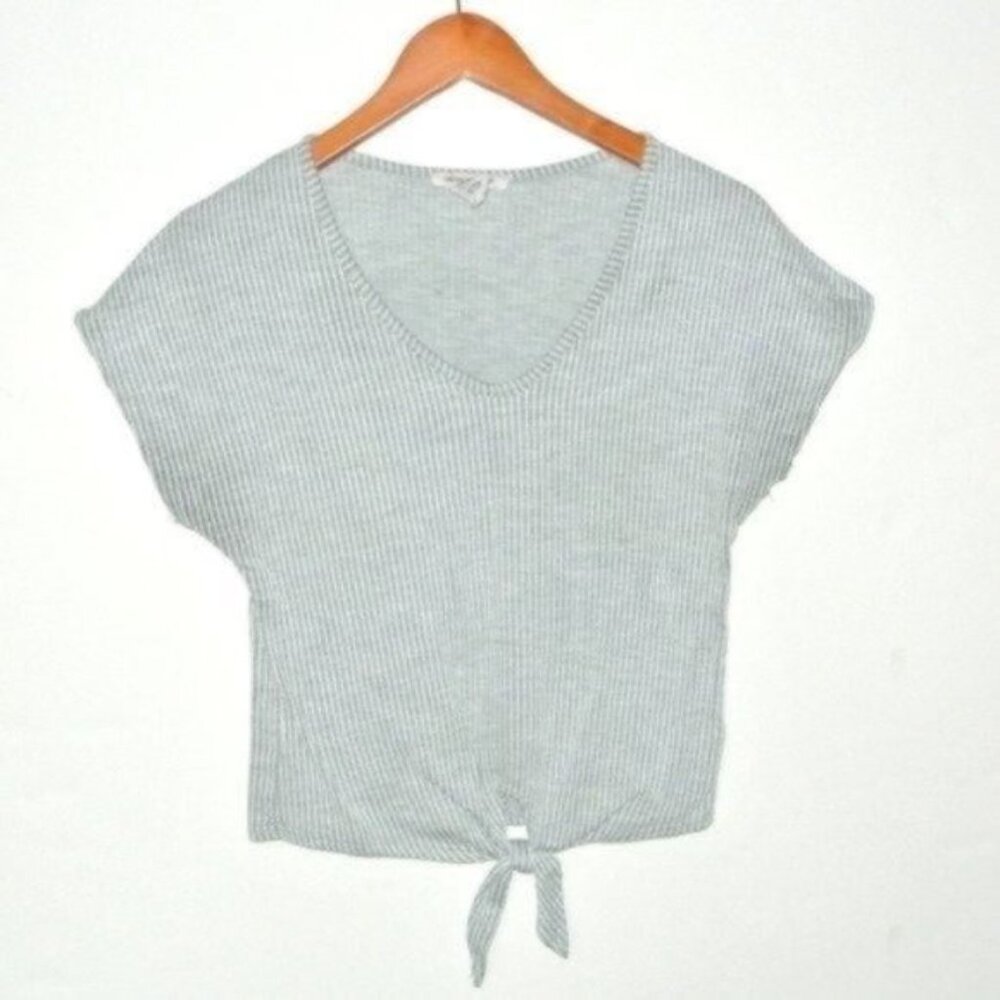 Cautionβ To The Wind Striped Tie Front Top M